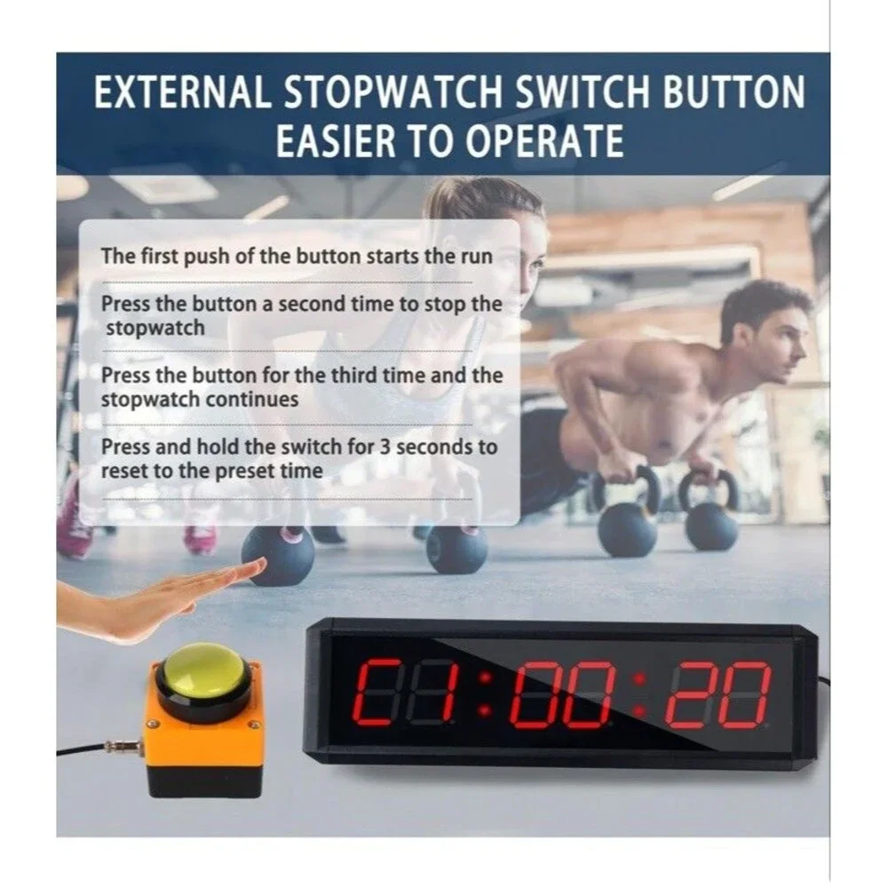Fitness Timer with Stopwatch Button & Remote for School Exam Home Exercise Gym